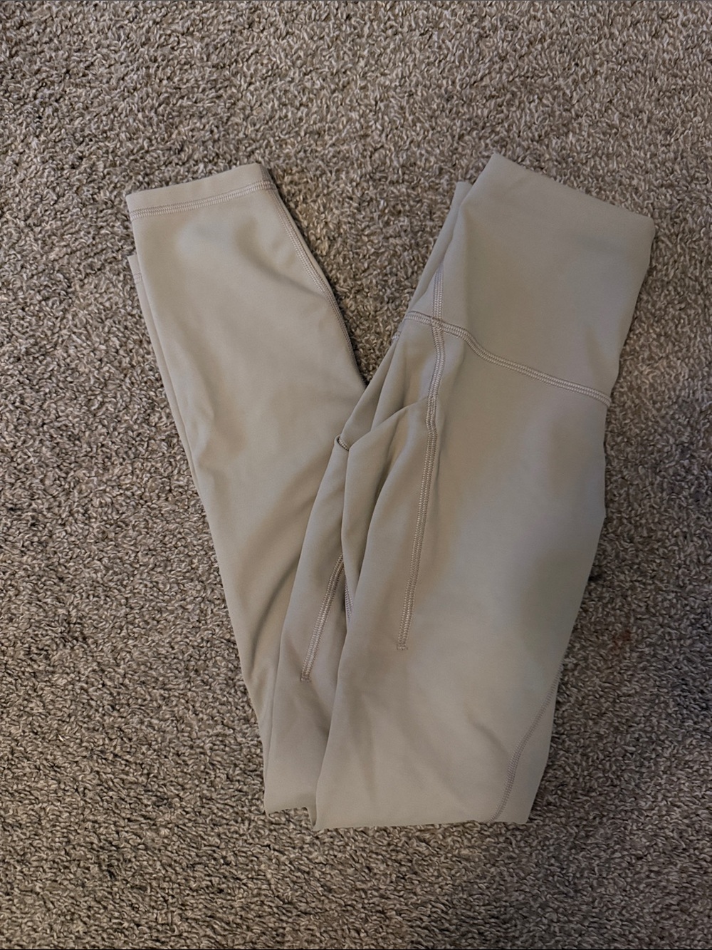 Lululemon Wunder Train leggings in sheer oak (light beige)